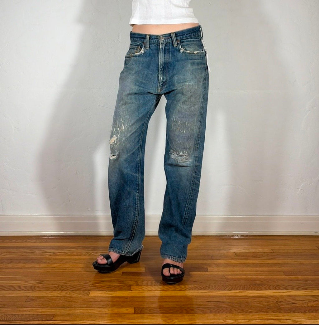 Denime Ripped and Repaired Jeans, S/M