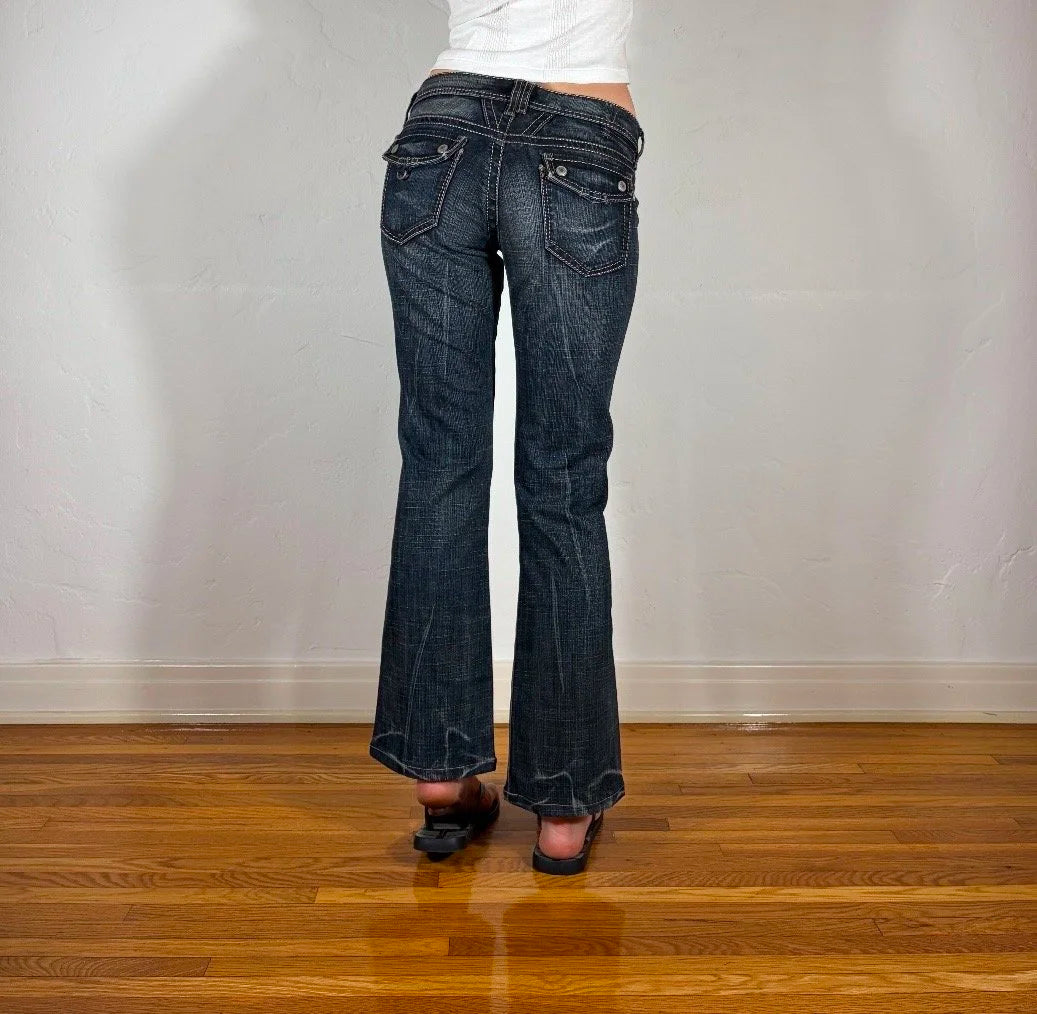 Marithe + Francois Girbaud Straight Streaky Gray Jeans, S