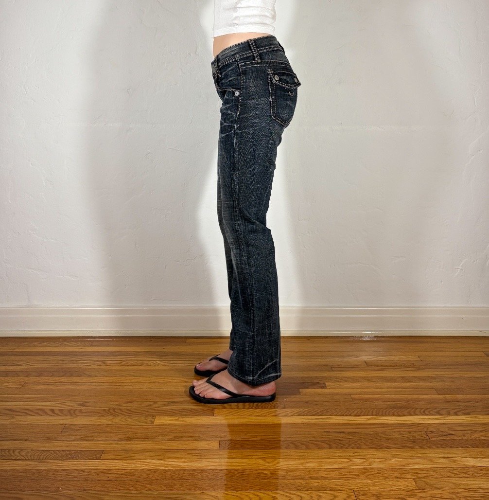 Marithe + Francois Girbaud Straight Streaky Gray Jeans, S