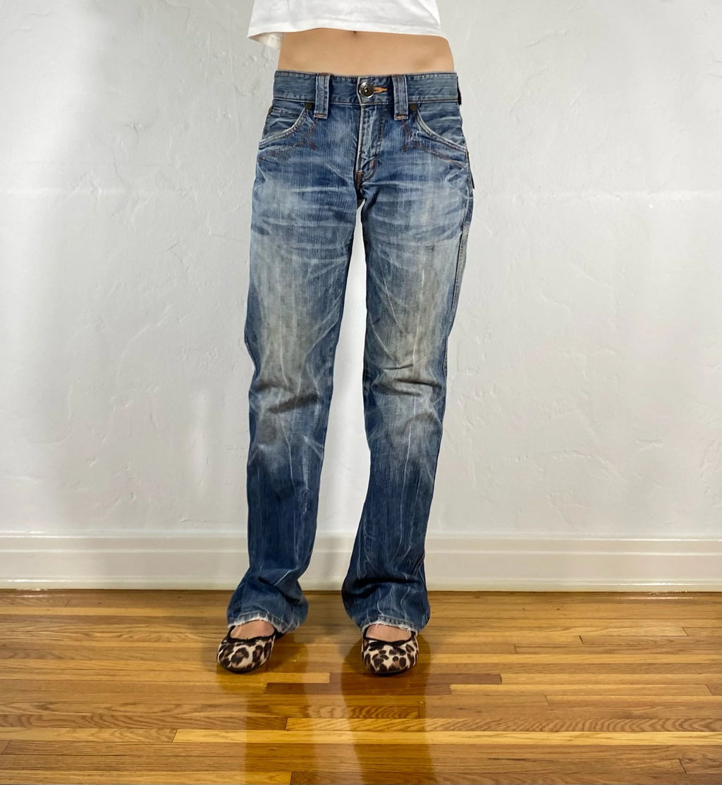 Edwin Brown and Orange Stitch Tiger Jeans, M