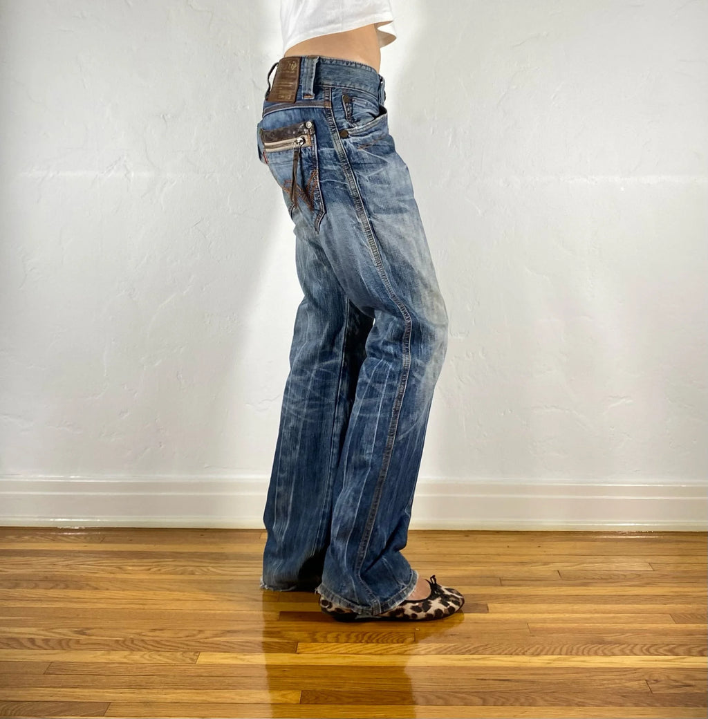 Edwin Brown and Orange Stitch Tiger Jeans, M
