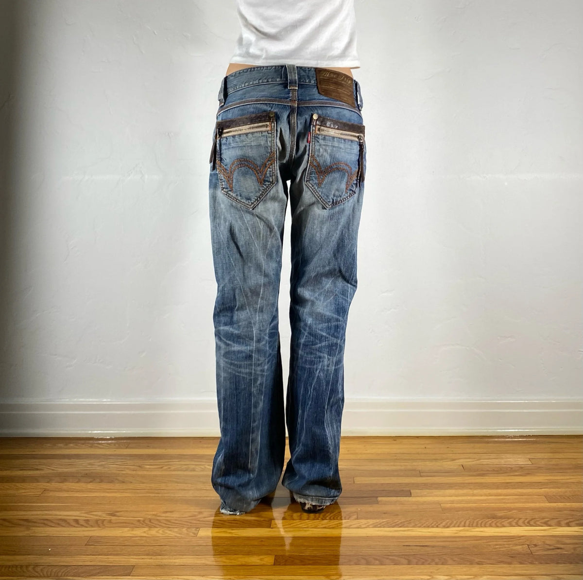 Edwin Brown and Orange Stitch Tiger Jeans, M