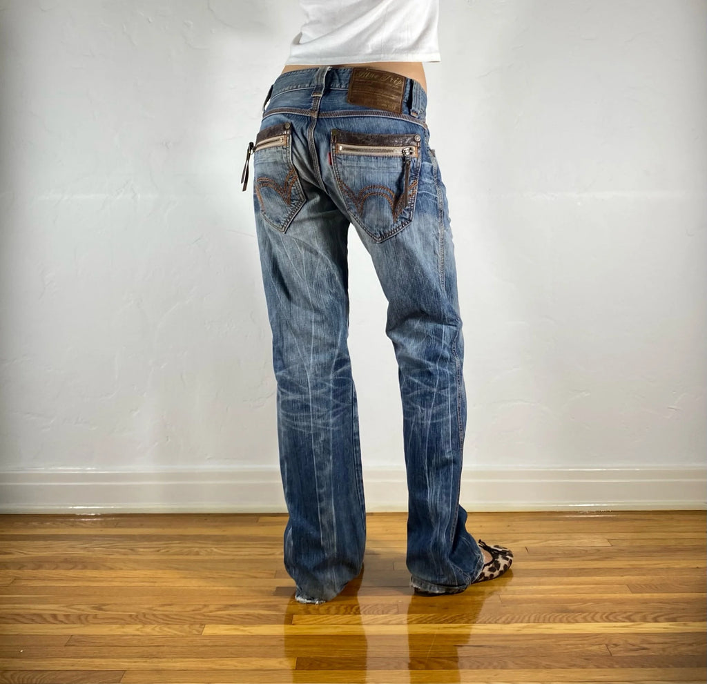 Edwin Brown and Orange Stitch Tiger Jeans, M