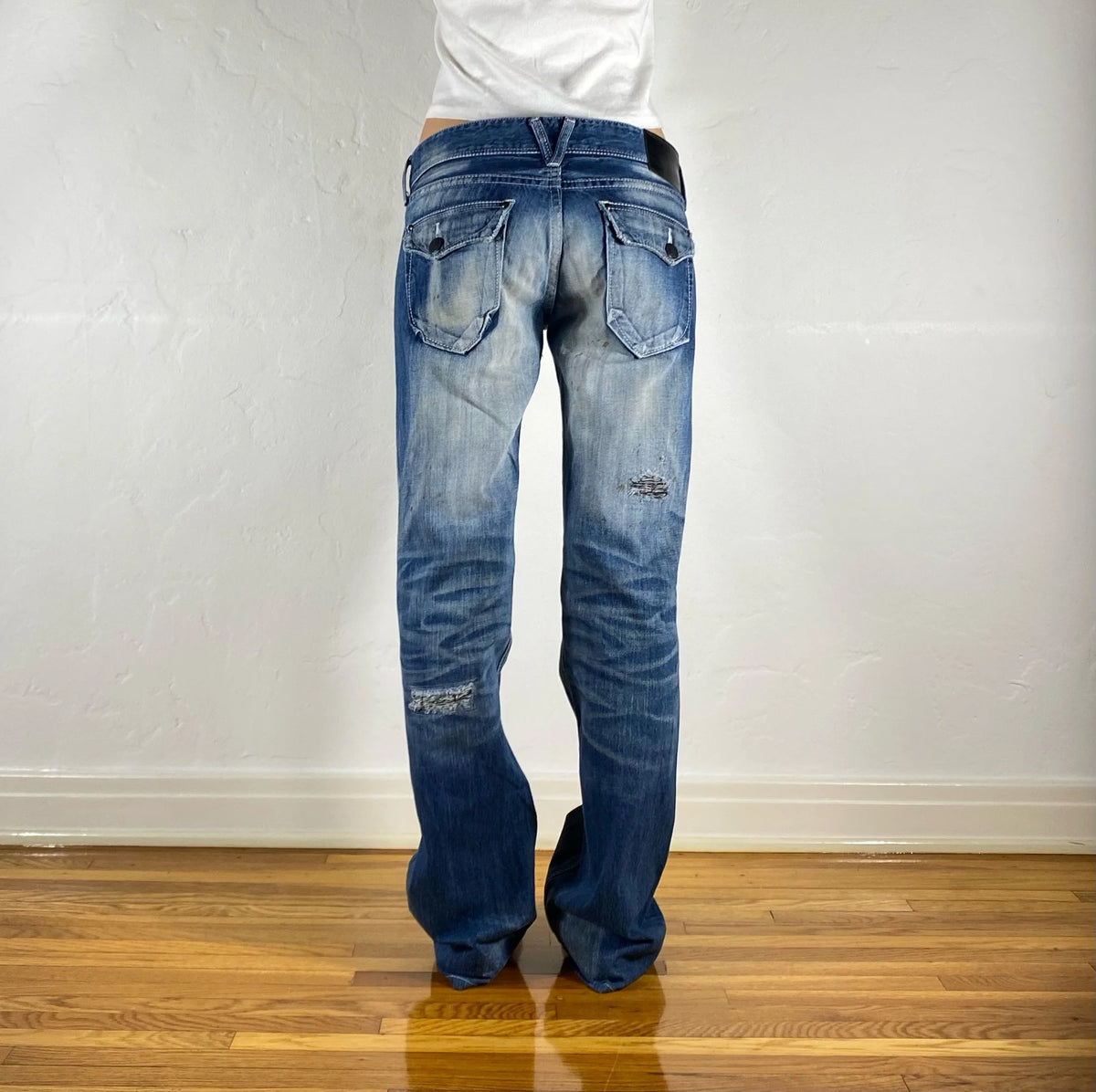Vanquish White & Blue Gold Label Jeans, XS/S