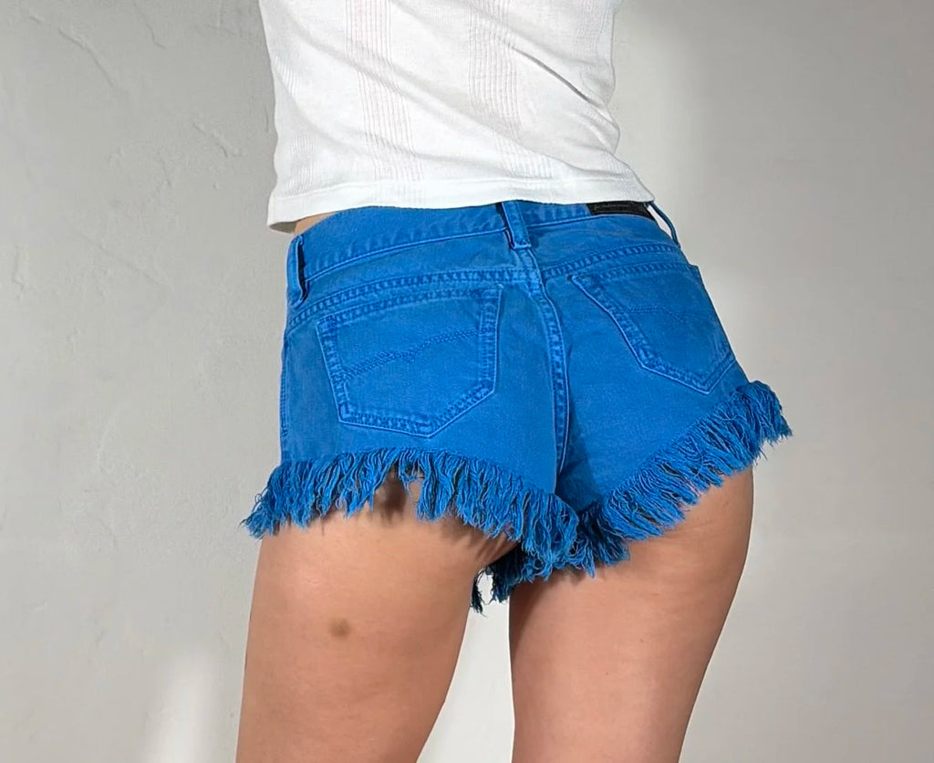 Diesel Blue Fringe Shorts, S