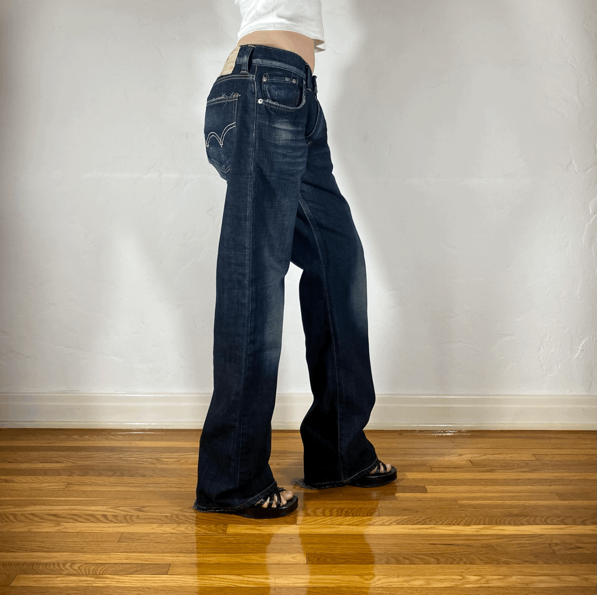 Soft Dark Gray/Black Baggy Jeans, L