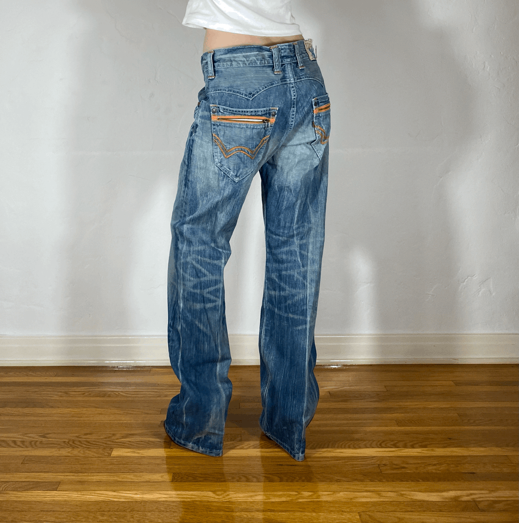Edwin Orange Off Stitch Jeans, L