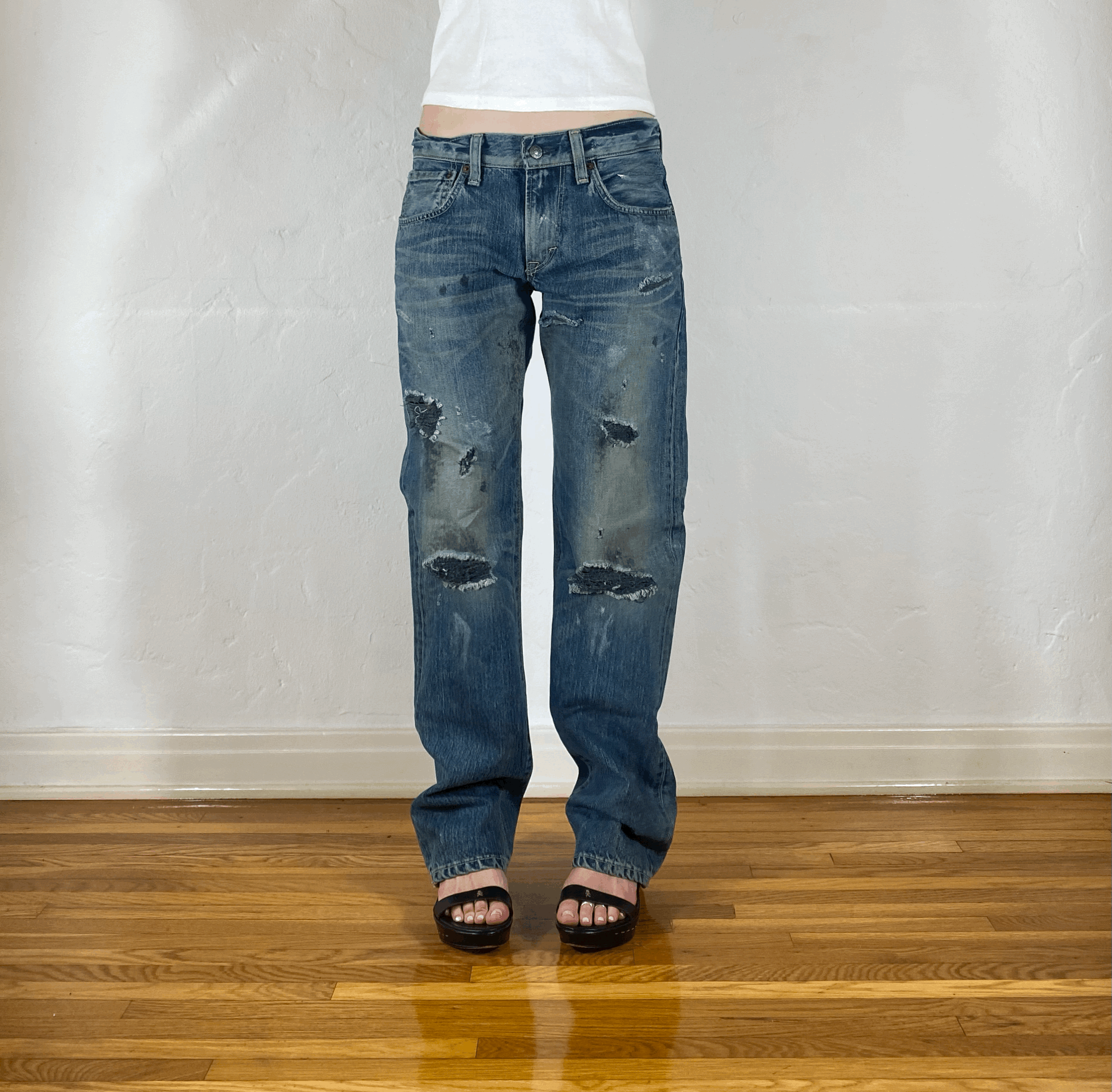 Edwin Ripped and Repaired Jeans, S/M