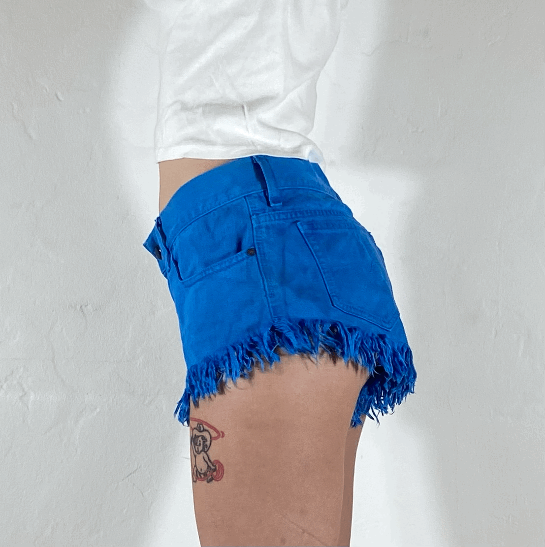 Diesel Blue Fringe Shorts, M
