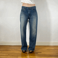 Vintage Baggy Blue Zipper Jeans, L/XL