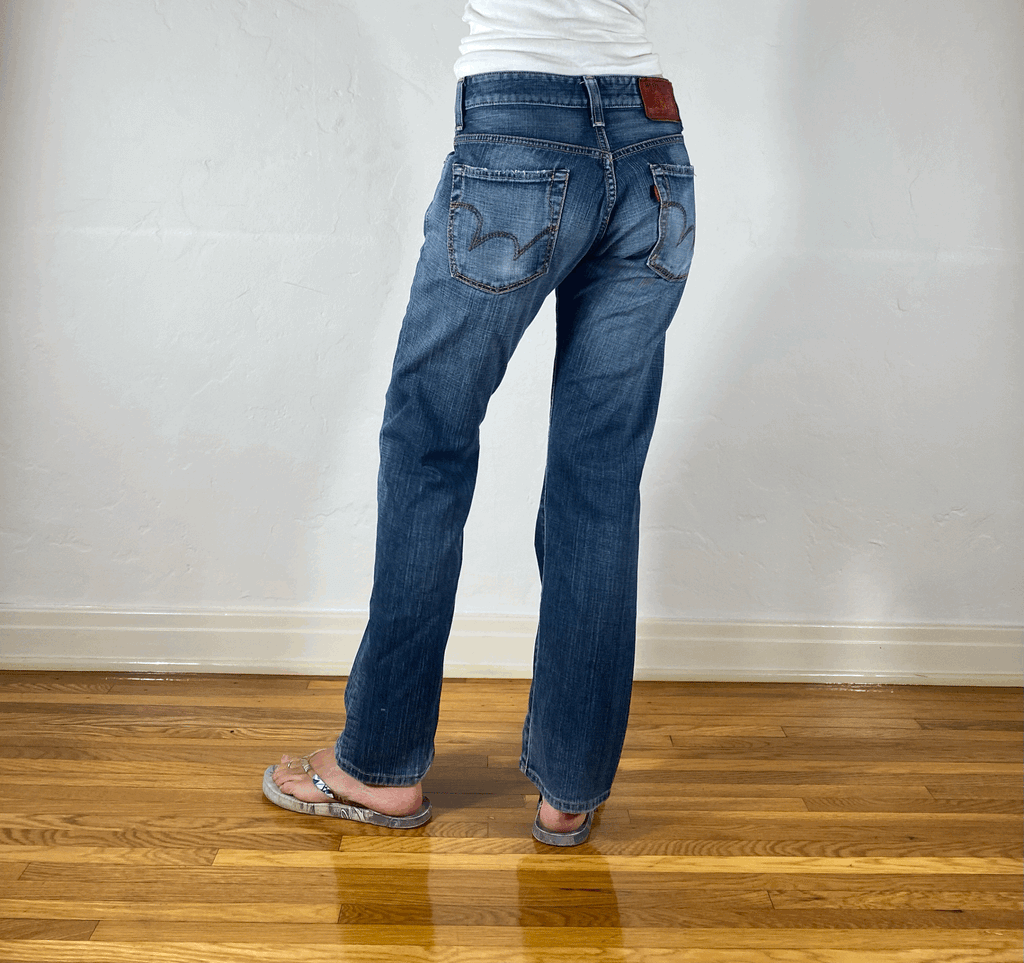 Edwin Grayish Blue Boyfriend Jeans, S/M