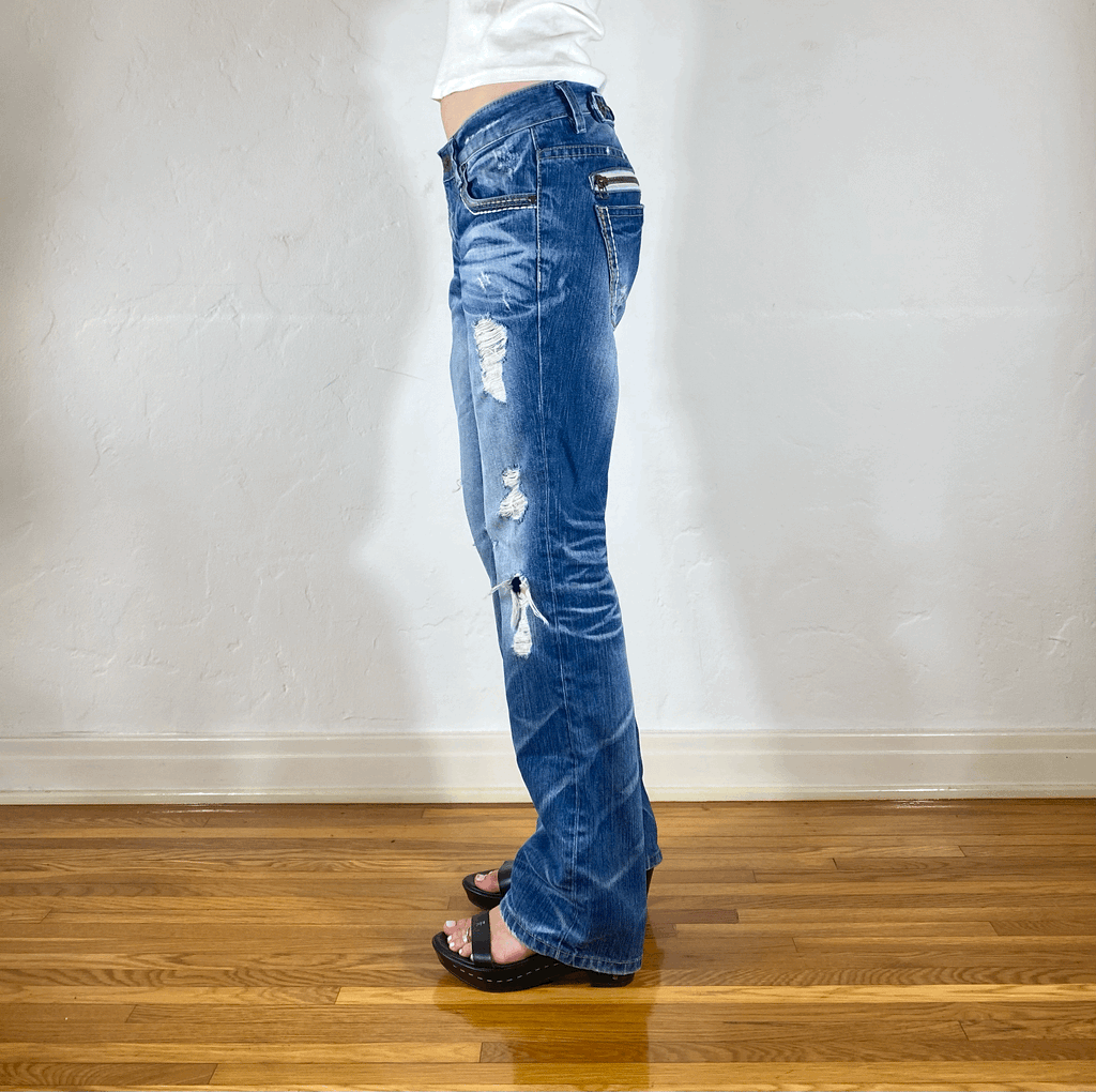 Lolita Ripped Electric Blue Jeans, S