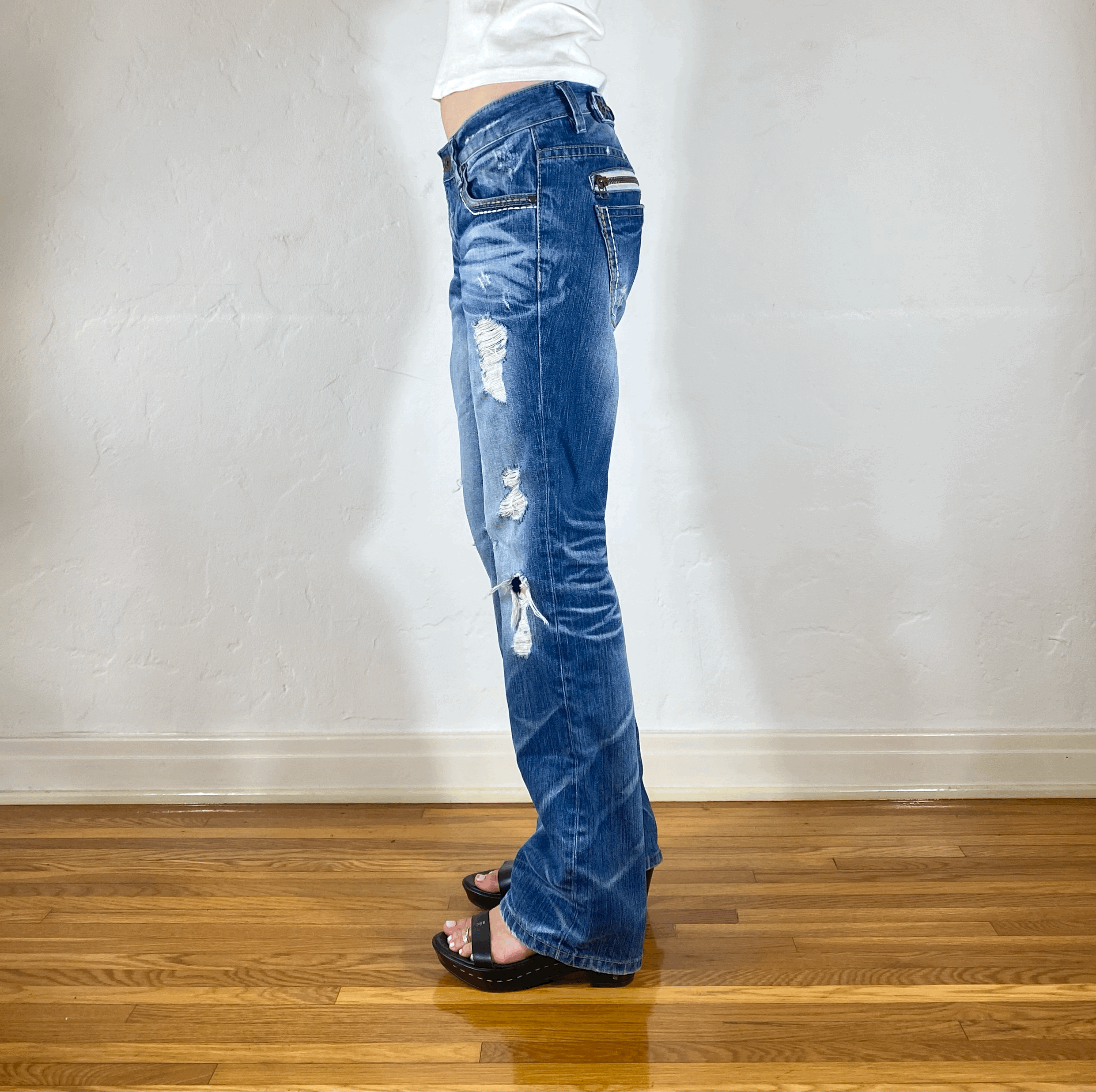 Lolita Ripped Electric Blue Jeans, S