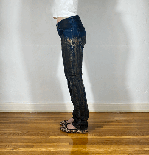 Diesel Leopard Ombre Skinny Rocker Jeans, S/M