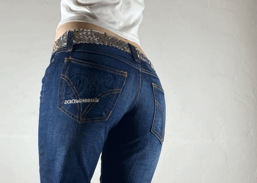 Dolce & Gabbana Sparkly Blue Jeans, XS
