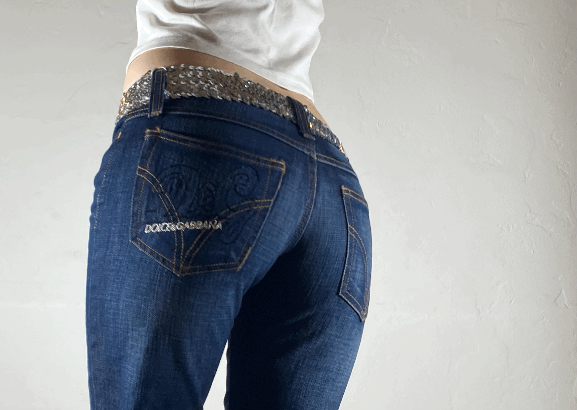 Dolce & Gabbana Sparkly Blue Jeans, XS