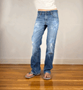 Levi Ripped and Repaired Geometric Jeans, M