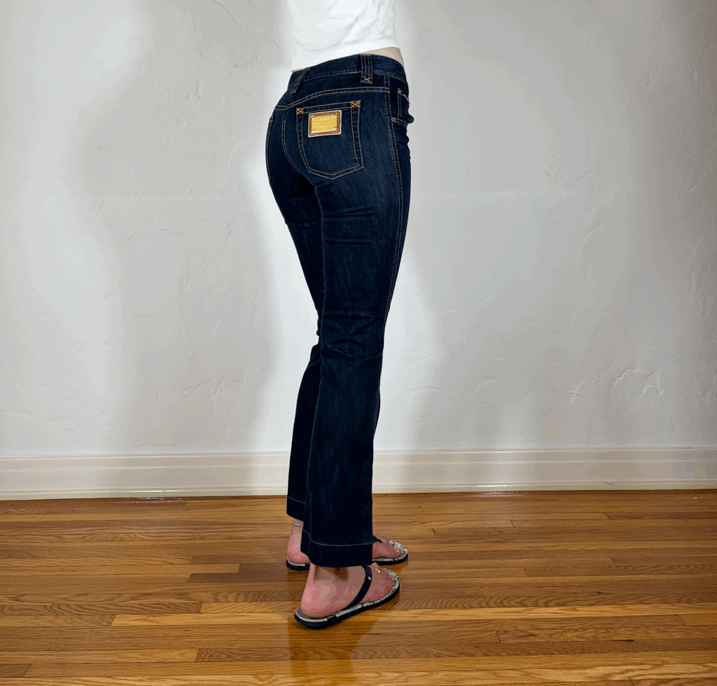 Dolce & Gabbana Dark Blue Stitched Jeans, XS