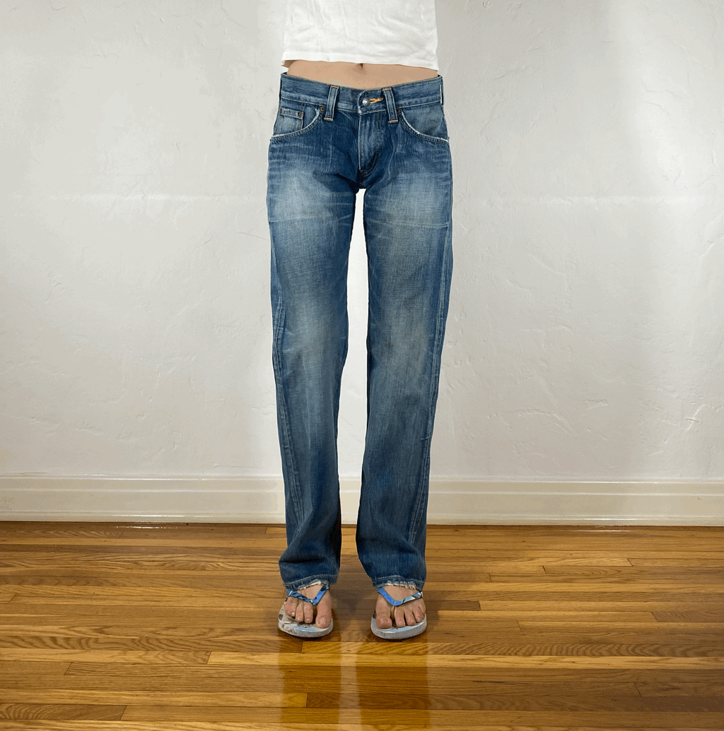 Aqua Blue Straight Jeans, S