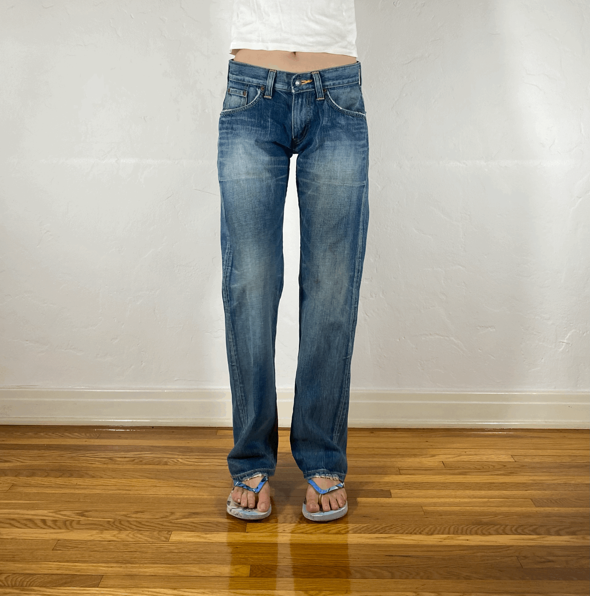Aqua Blue Straight Jeans, S