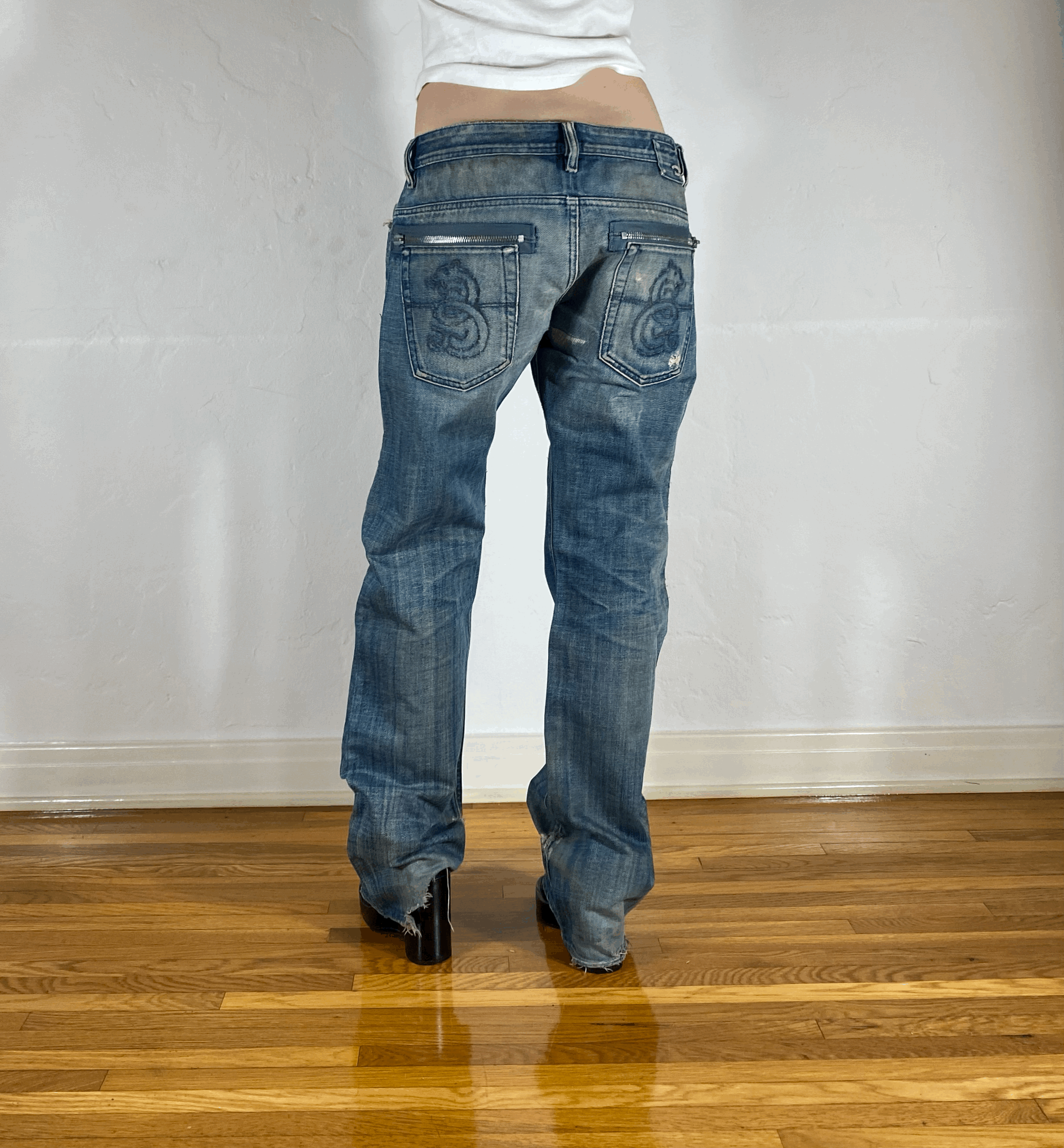 Diesel Ripped and Repaired Jeans, L/XL
