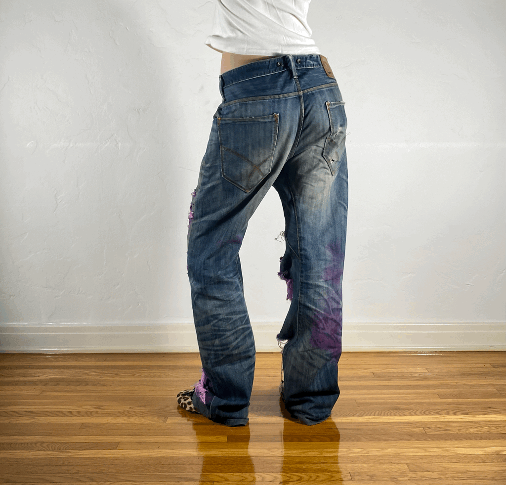Gas Pink Shredded Jeans, L