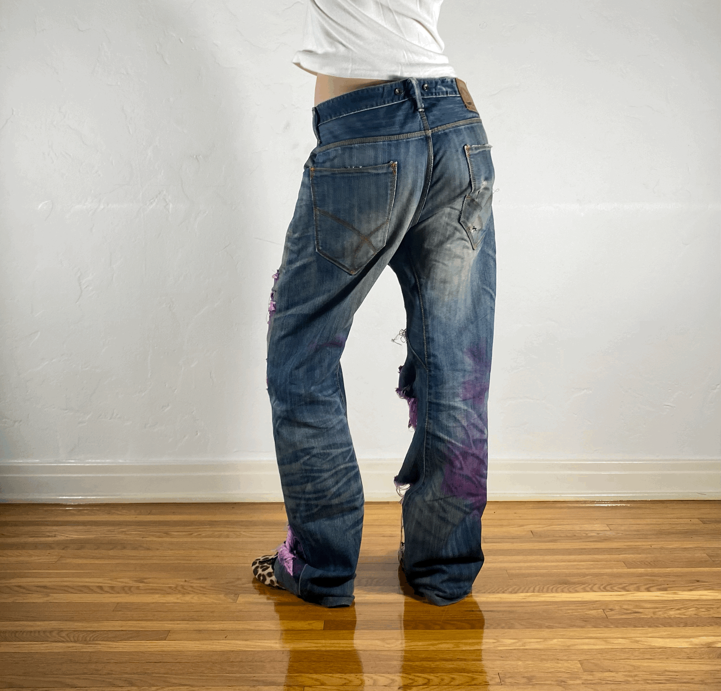 Gas Pink Shredded Jeans, L