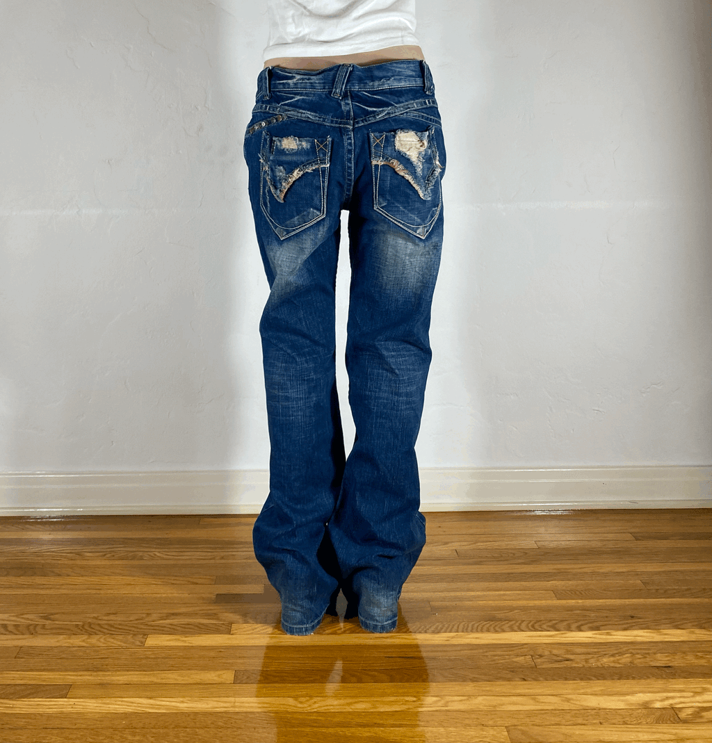 Studio RP Plaid Distressed Jeans, L/XL