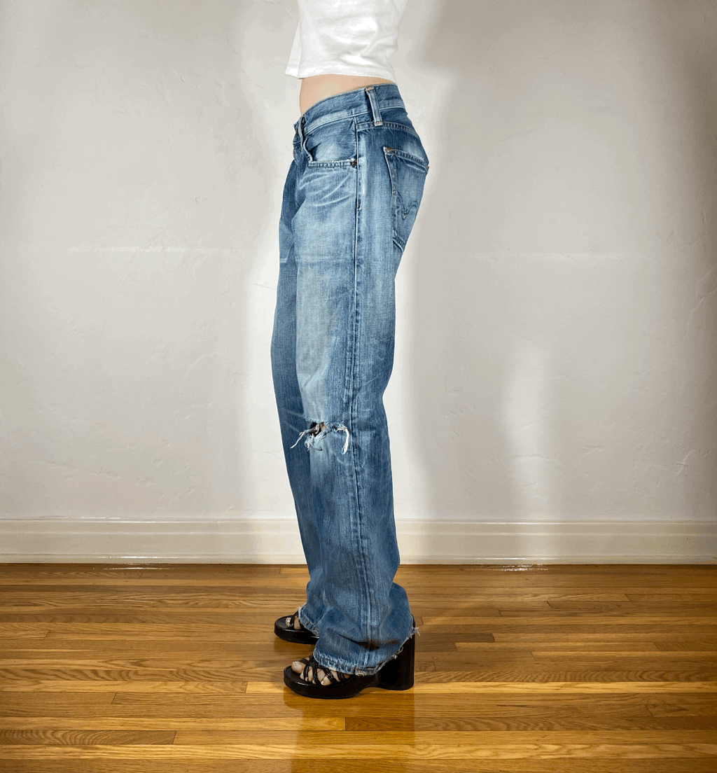 Edwin Unique Blue Baggy Jeans, S/M