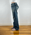 Edwin Unique Blue Streaky Baggy Jeans, M