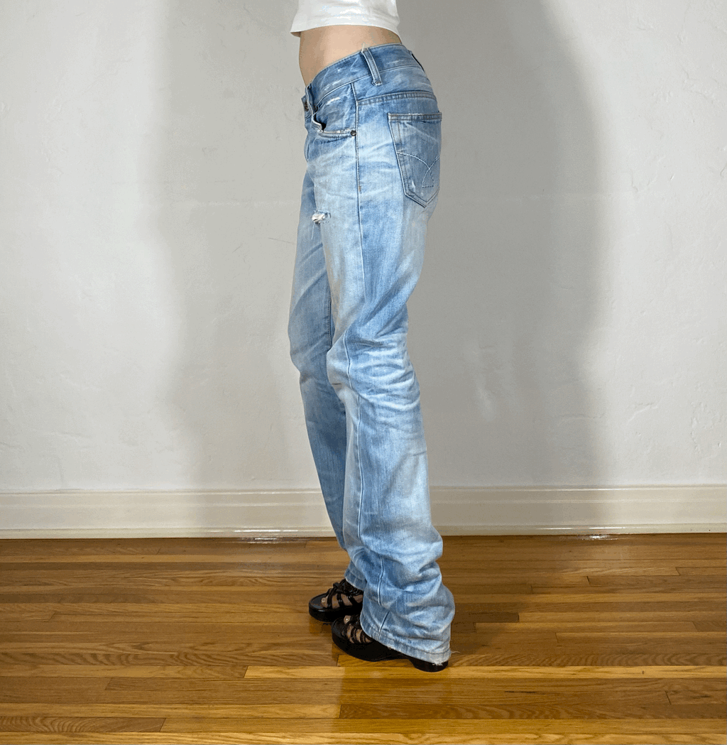 Lolita Distressed Zipper Jeans, M