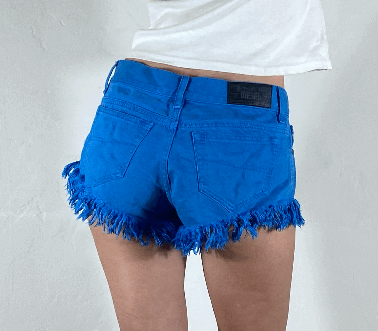 Diesel Blue Fringe Shorts, M