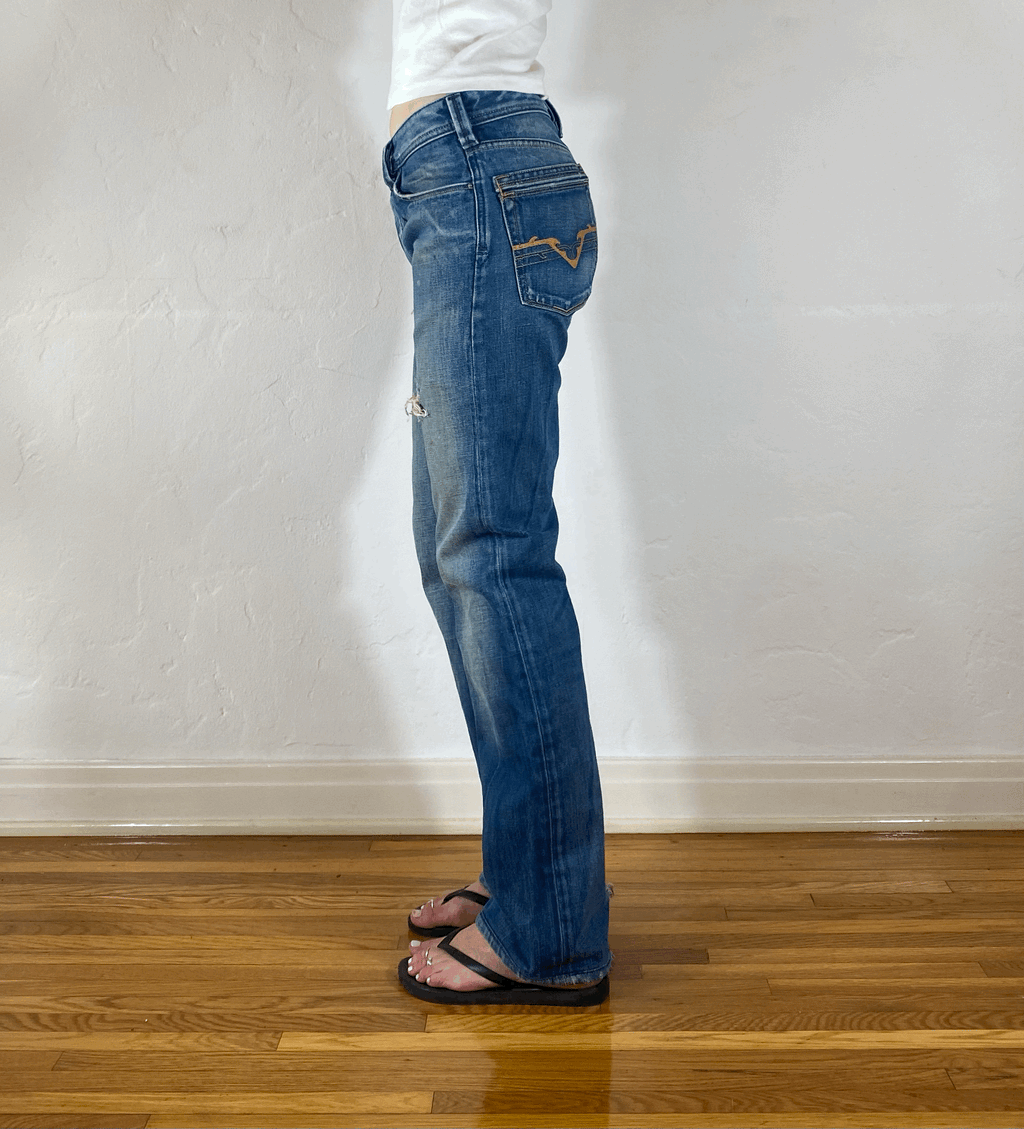 Diesel Relaxed Red Stitched Ombre Jeans, M
