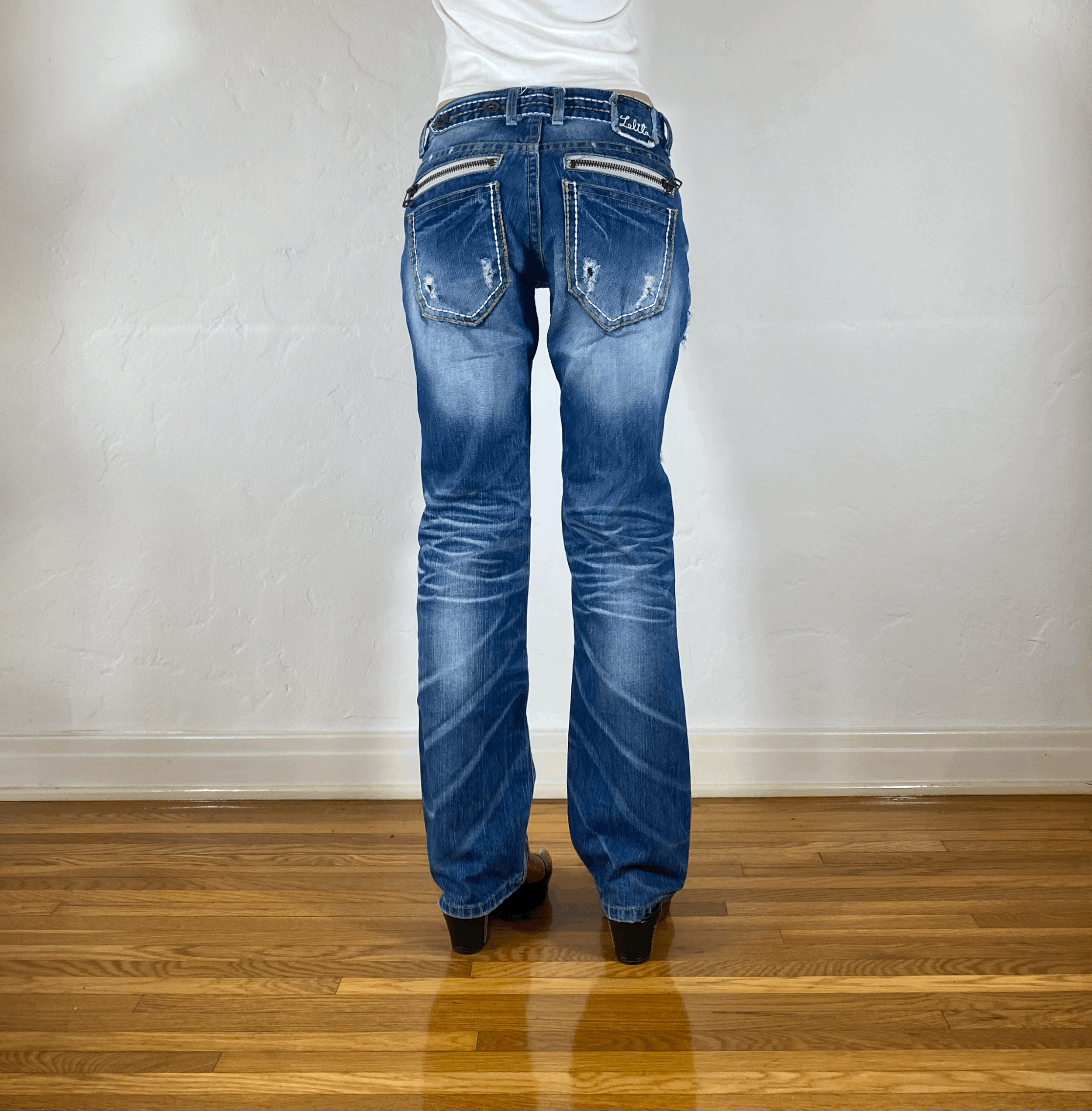 Lolita Ripped Electric Blue Jeans, S