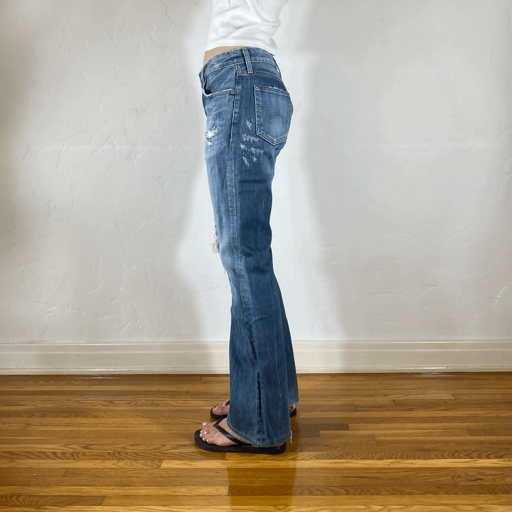 Edwin Soft Ripped and Repaired Distressed Jeans, XS/S
