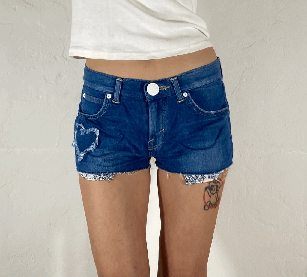 Cowhide and Heart Cutoff Shorts, XS/S