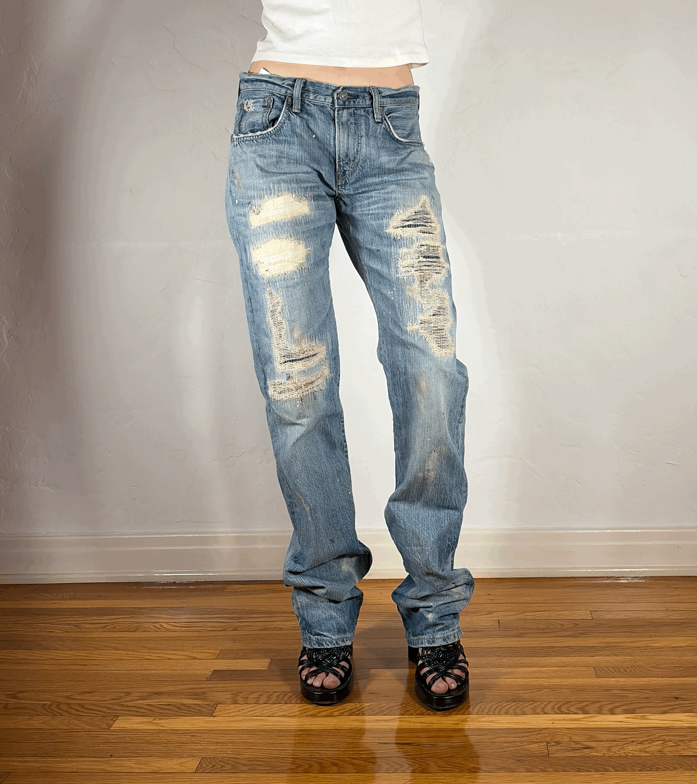 Edwin Repaired Distressed Jeans, M