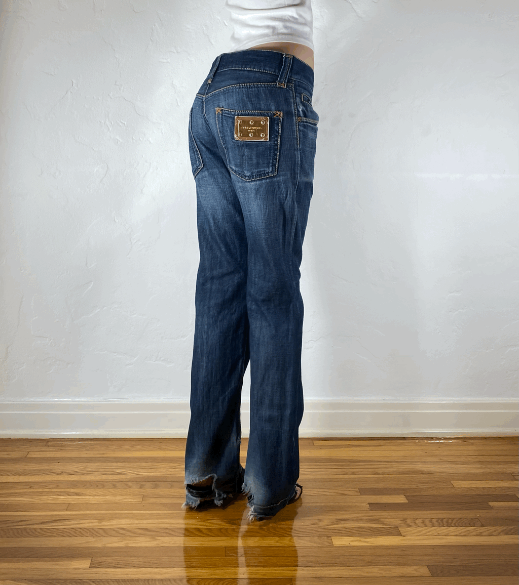 Dolce & Gabbana Blue Distressed Jeans, M