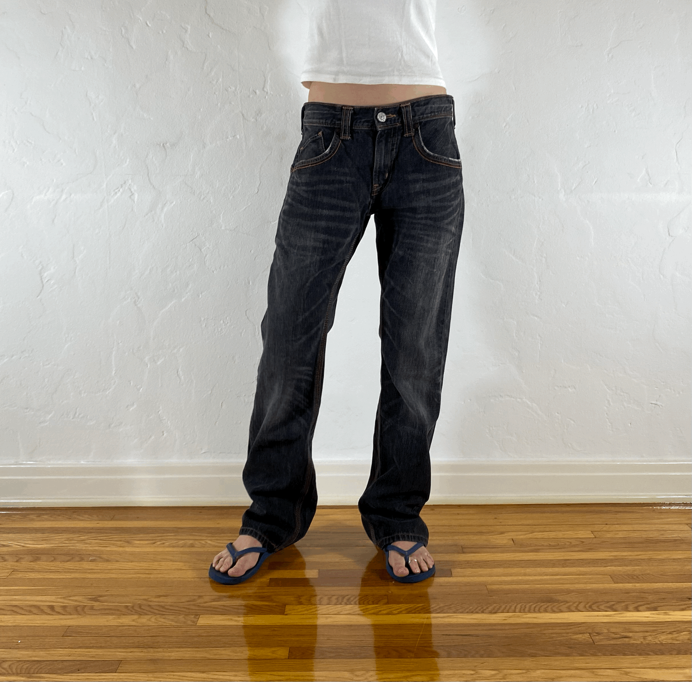 Edwin Black and Orange Stitch Tiger Jeans, M