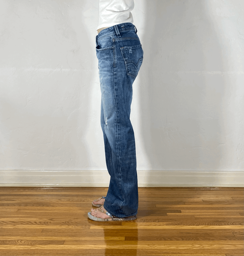 Diesel Relaxed Light Blue Ombre Jeans, S/M