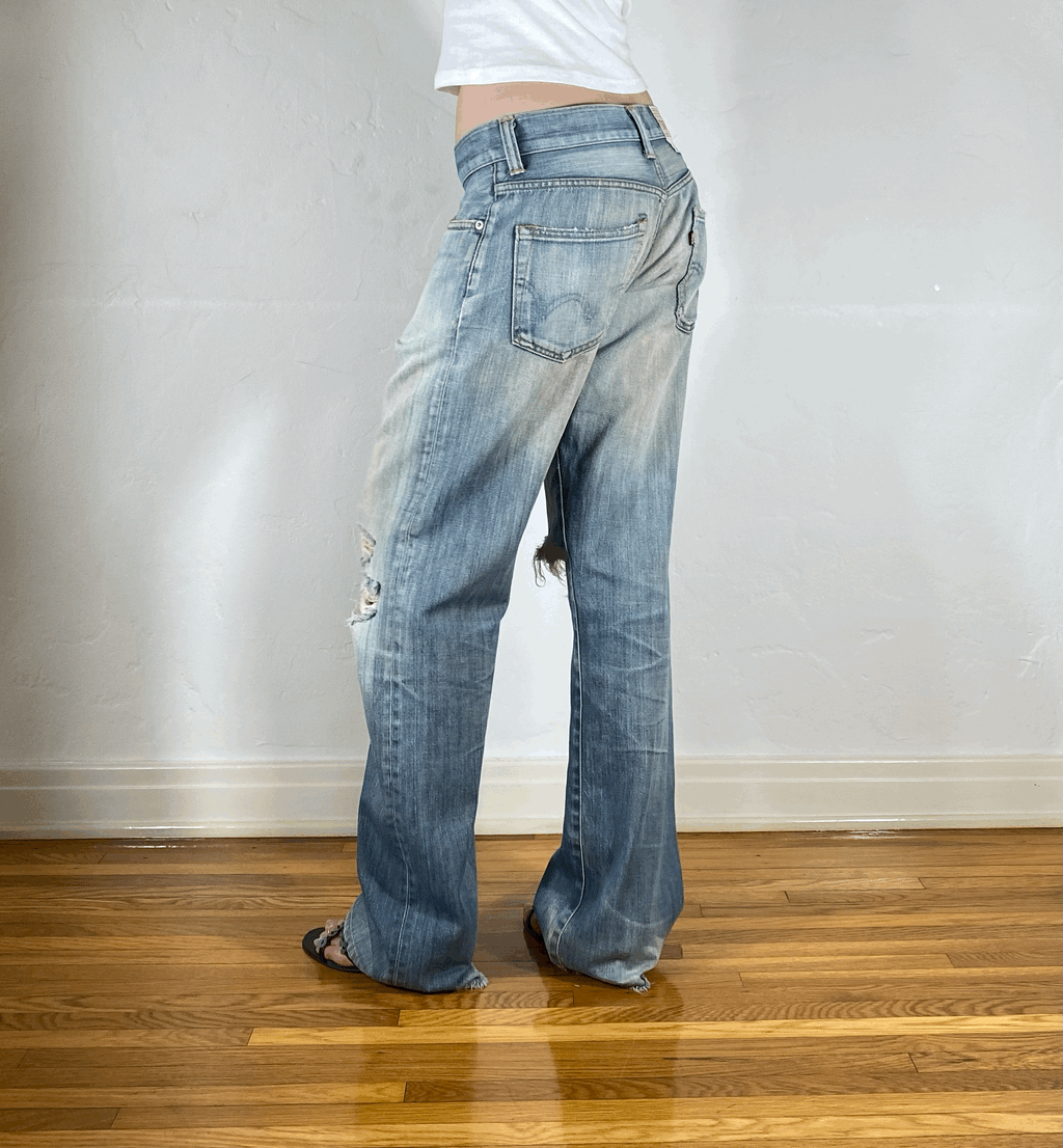Edwin Faded Blue Baggy Jeans, M