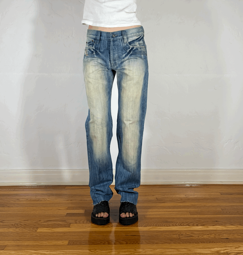 Diesel Relaxed White Ombre Streaky Jeans, M