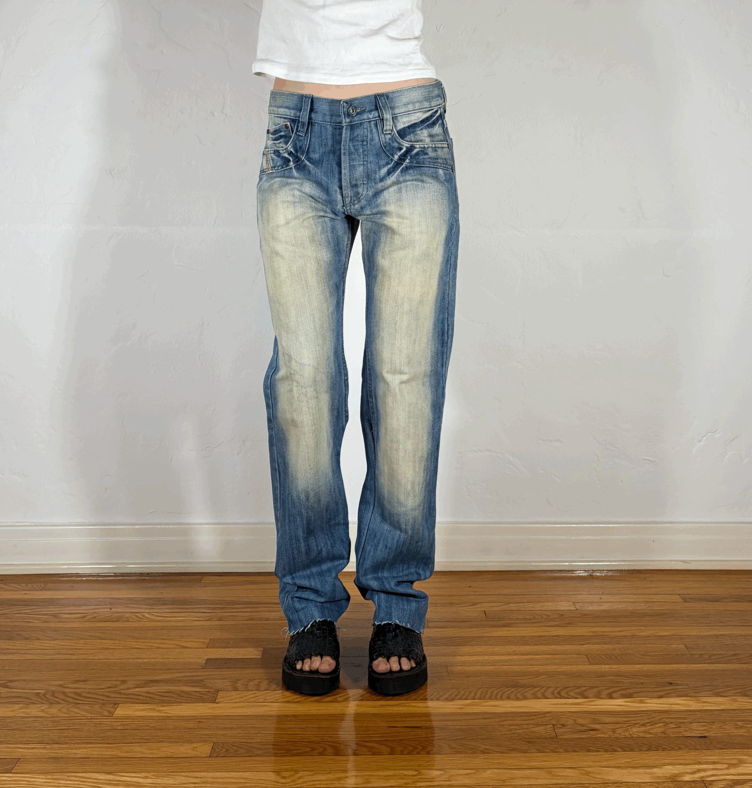 Diesel Relaxed White Ombre Streaky Jeans, M