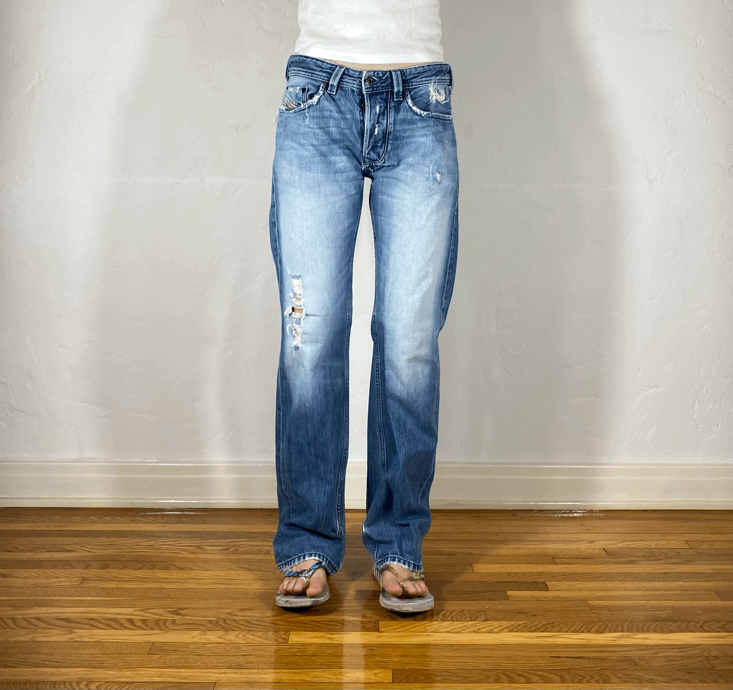 Diesel Relaxed Light Blue Ombre Jeans, S/M