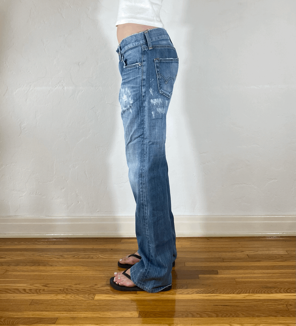 Edwin Soft Ripped and Repaired Distressed Jeans, M