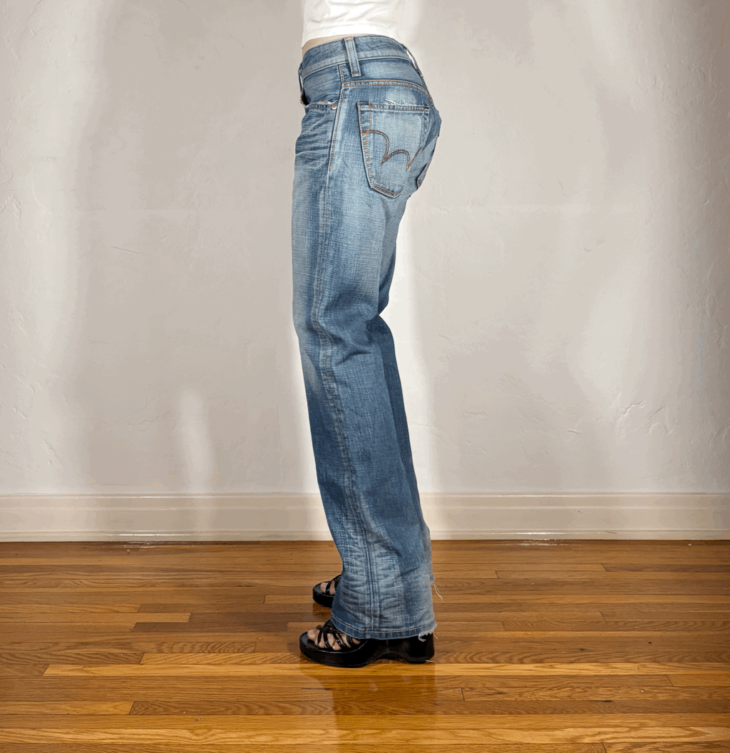 Edwin Unique Blue Distressed Jeans, S/M