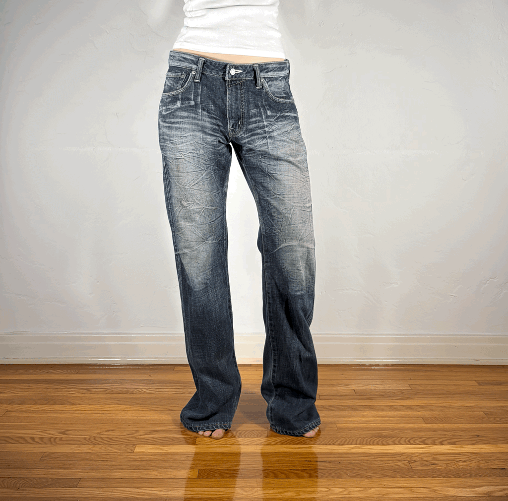 Soft Dark Gray/Black Baggy Jeans, L