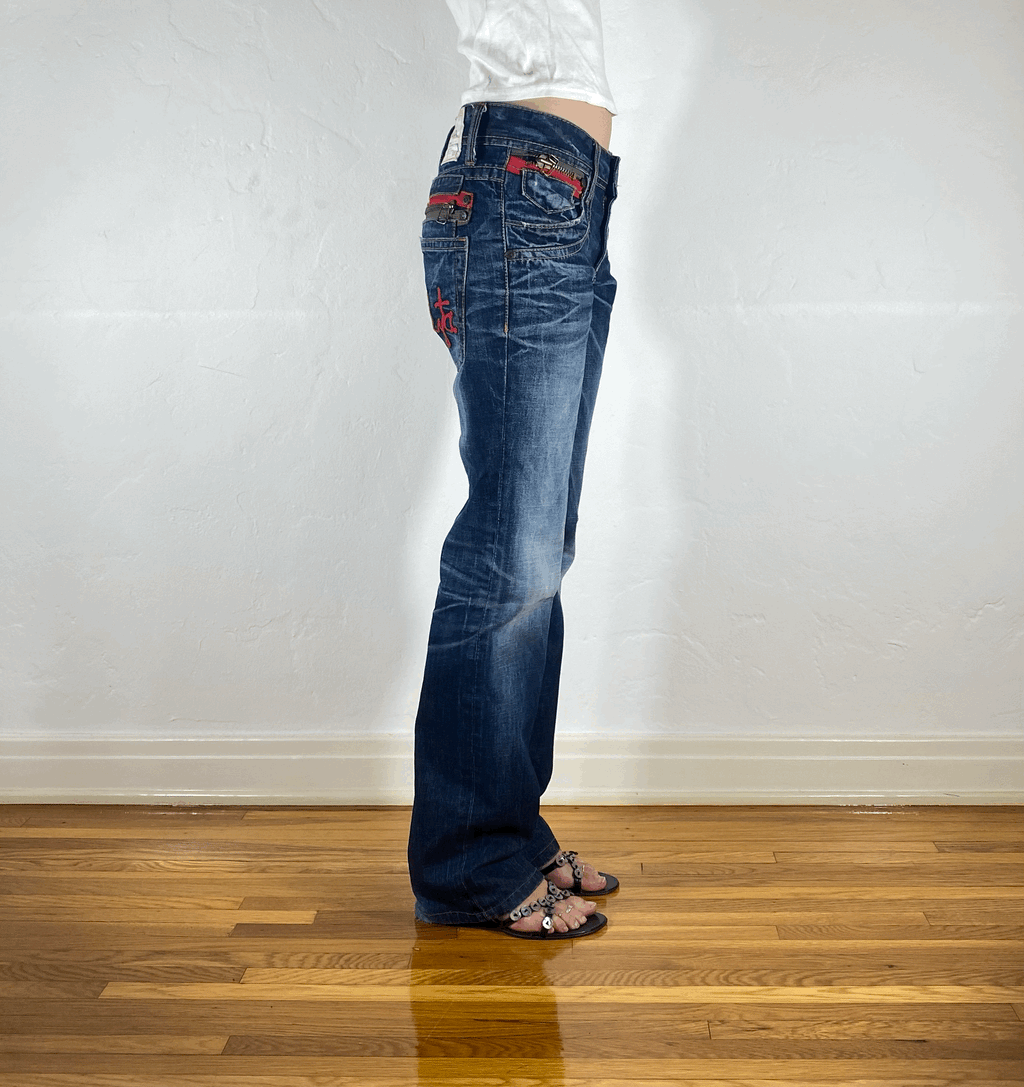 Lolita Red Stitch Jeans, S/M