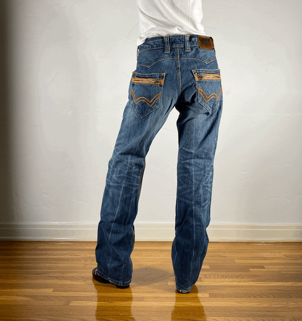 Edwin Orange Off Stitch Jeans, XL