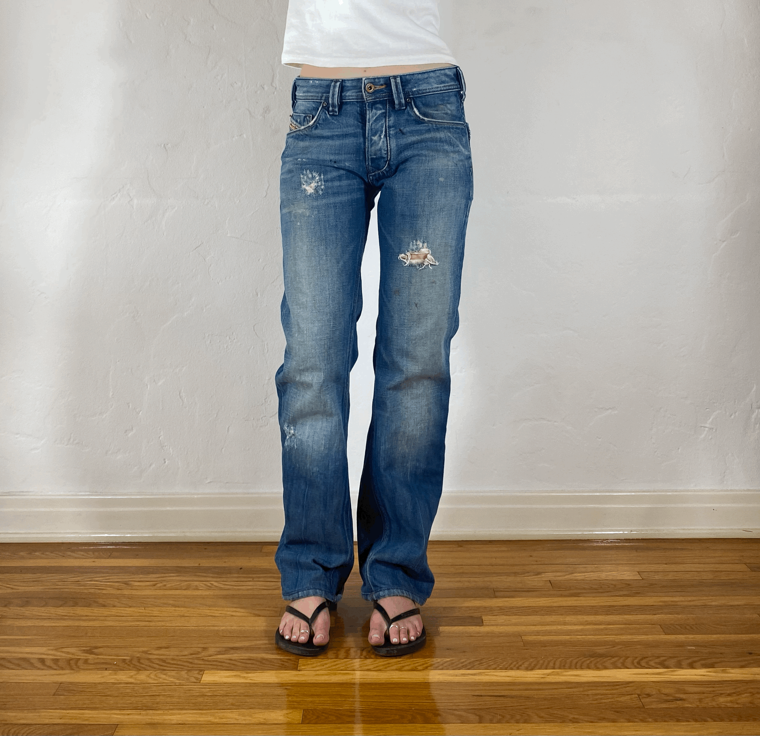 Diesel Relaxed Red Stitched Ombre Jeans, M